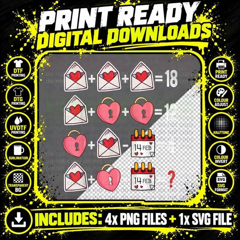 Valentines Day Order of Operations Valentines Math Png SVG Digital Bundle