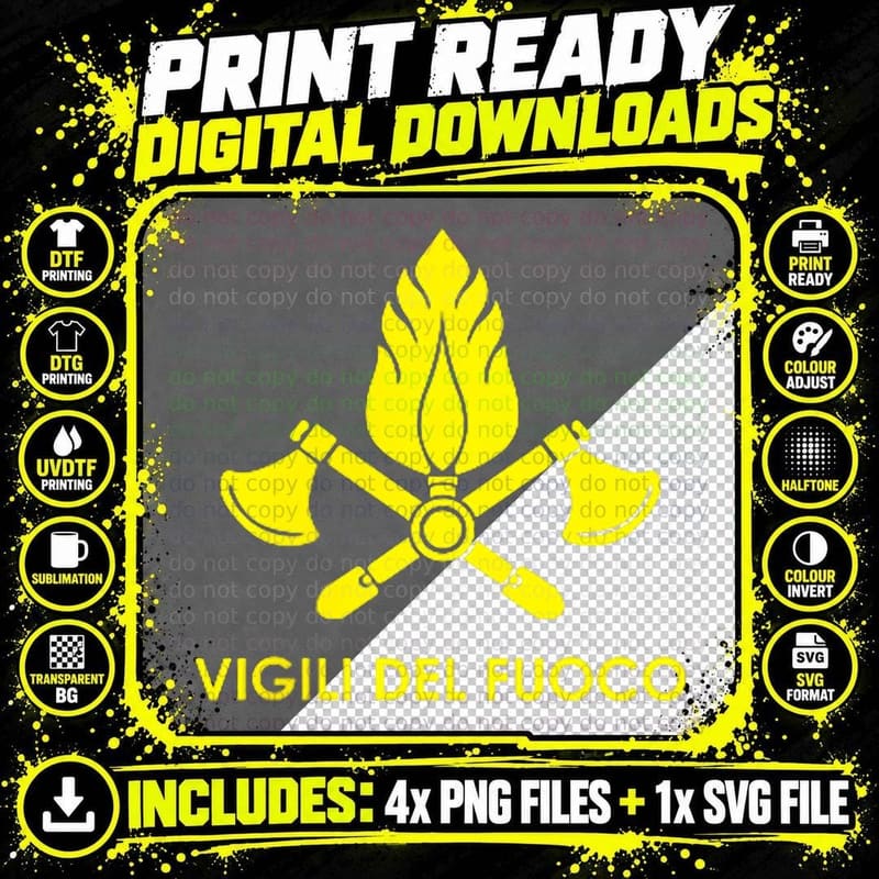 Vigili Del Fuoco Italy Fire Department Firefighter Png SVG Digital Bundle
