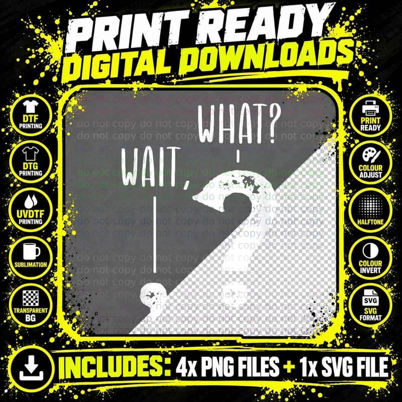 Wait What Apostrophe Question Mark Funny Grammar Police Png SVG Digital Bundle