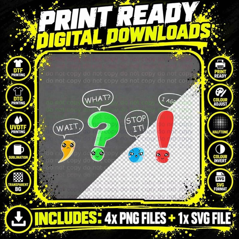 Wait, What Stop I Agree Grammar Punctuation English Png SVG Digital Bundle