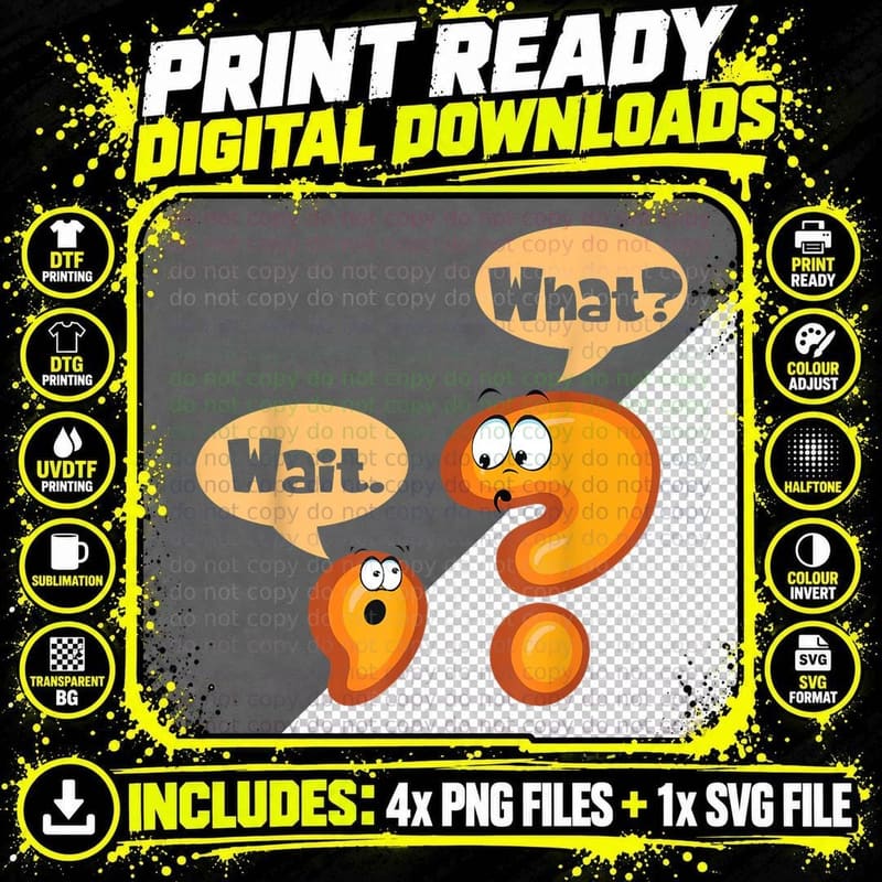 Wait. What Grammar Pun Punctuation Joke English Teacher Png SVG Digital Bundle
