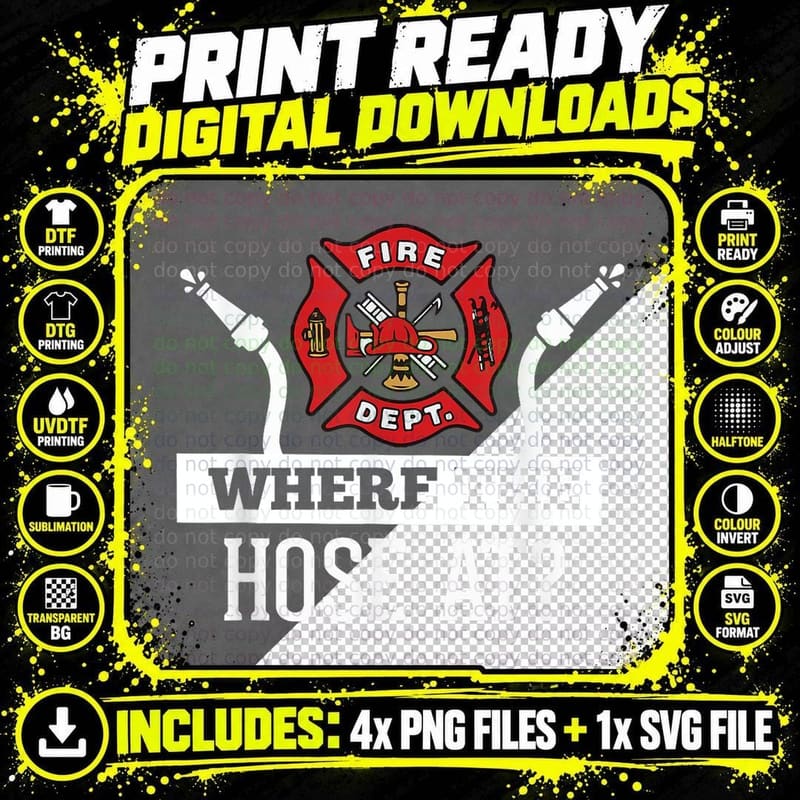 Where the Hose at Funny Firefighter Fireman Gift T-Shirt Png SVG Digital Bundle