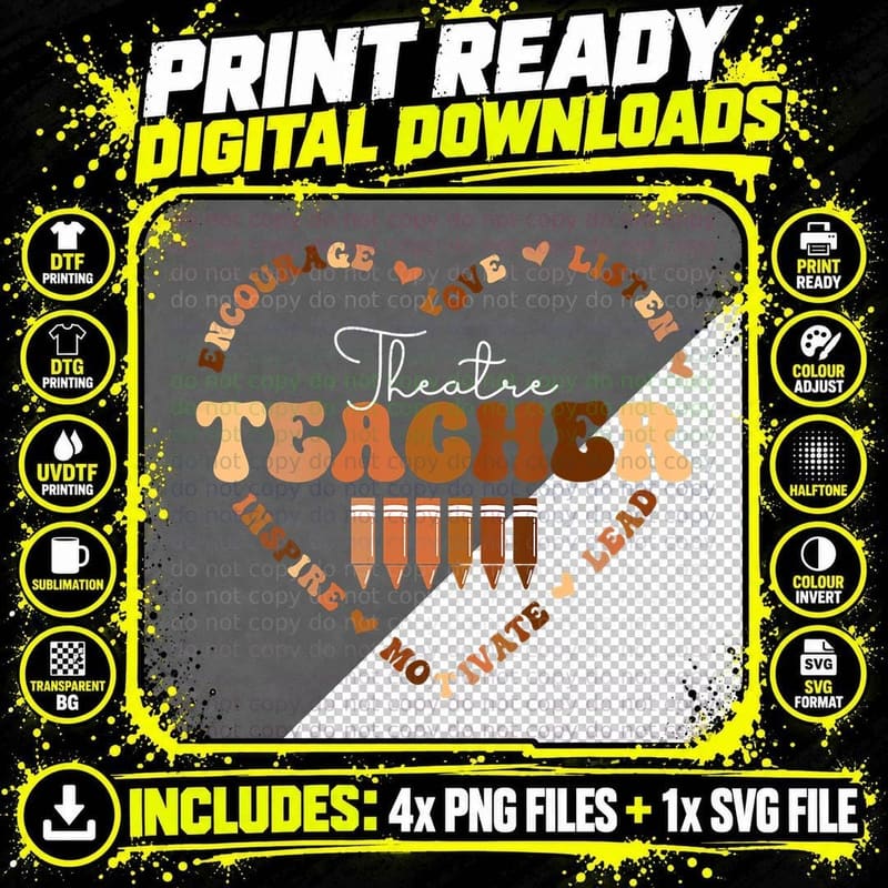 Afro African Black History Month Theatre Teacher School Png SVG Digital Bundle