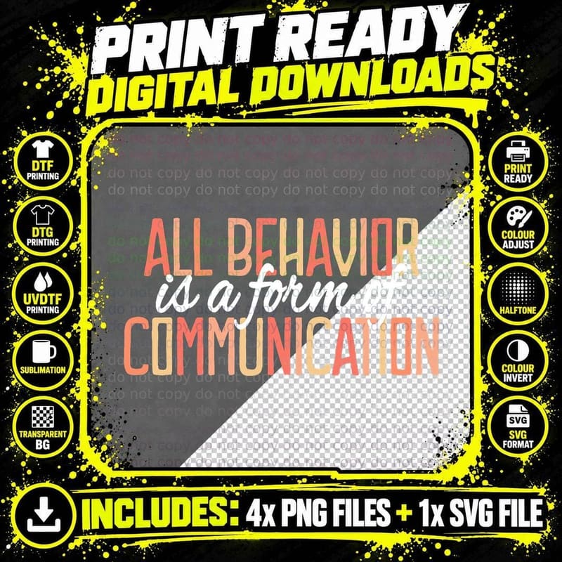 All Behavior Form of Communication ABA Therapy SPED Png SVG Digital Bundle