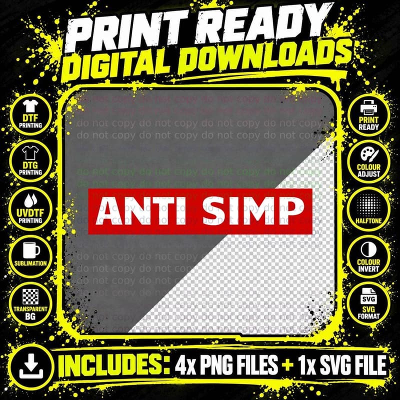 Anti Simp - Simping Police - No Simp Zone Meme STOP Png SVG Digital Bundle