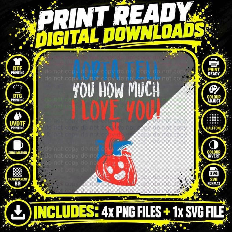 Aorta Tell You Heart Funny Valentines Day Medical Nurse Png SVG Digital Bundle