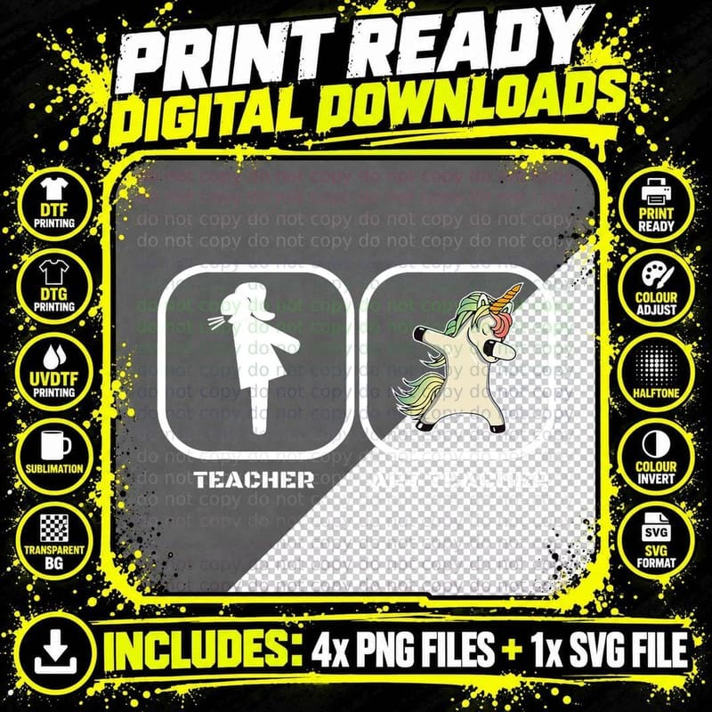Art Teacher Dabbing Unicorn T-Shirt Png SVG Digital Bundle