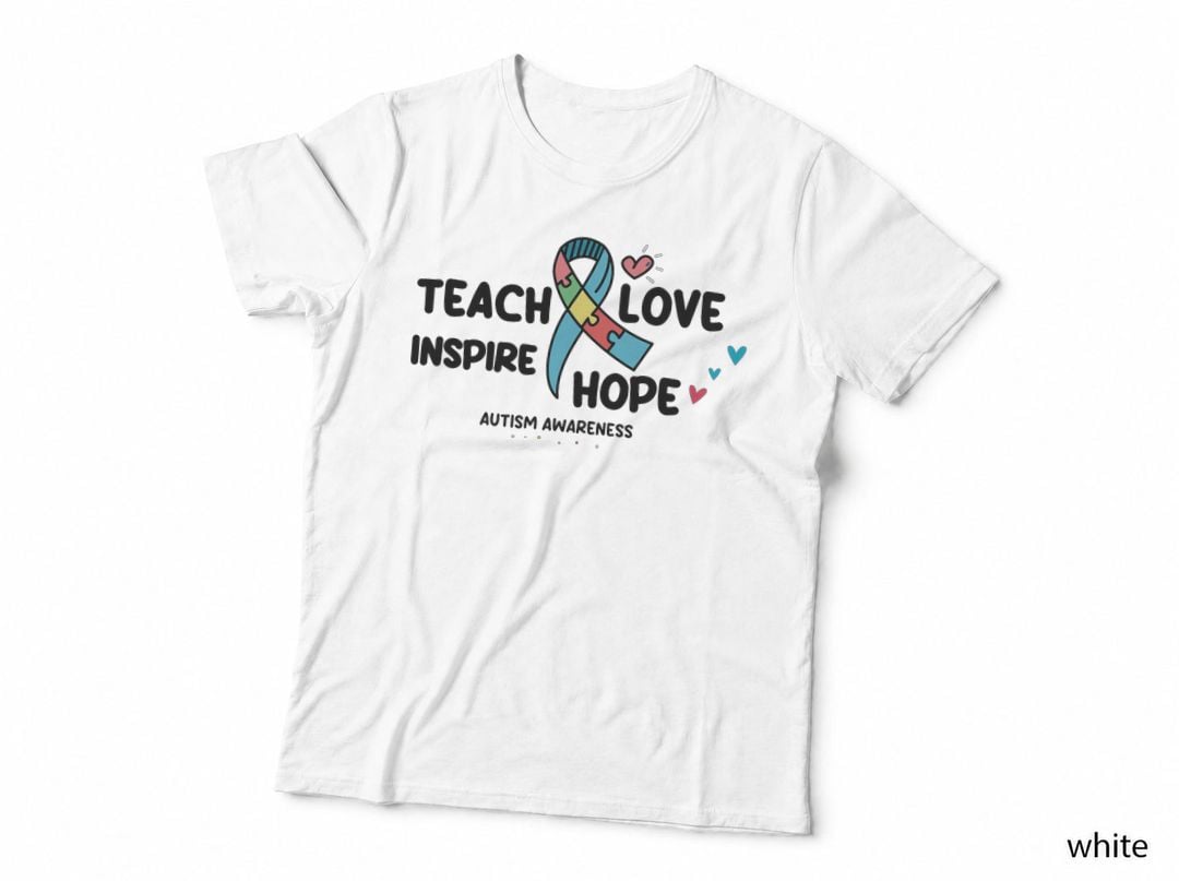 Autism Awareness Teacher Teach Hope Love Inspire T-Shirt