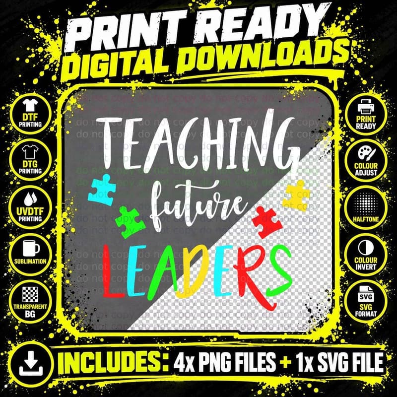 Autism Teacher Design Gift for Special Education in Png SVG Digital Bundle