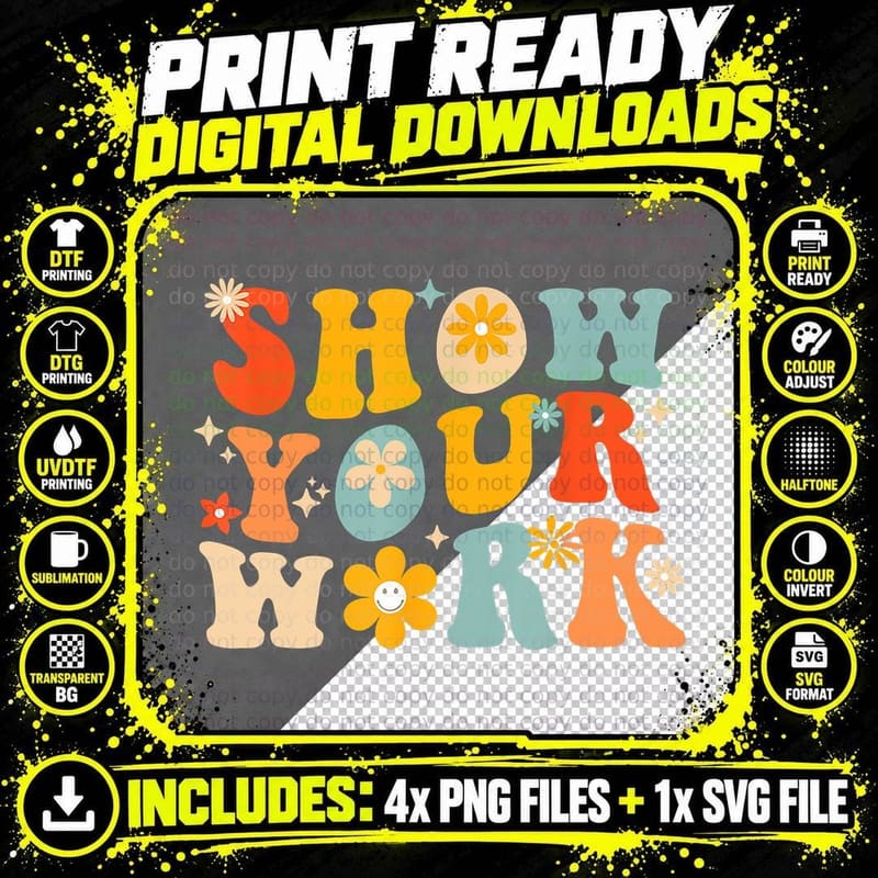 Back to School Show Your Work, Thanks Math Teacher Png SVG Digital Bundle