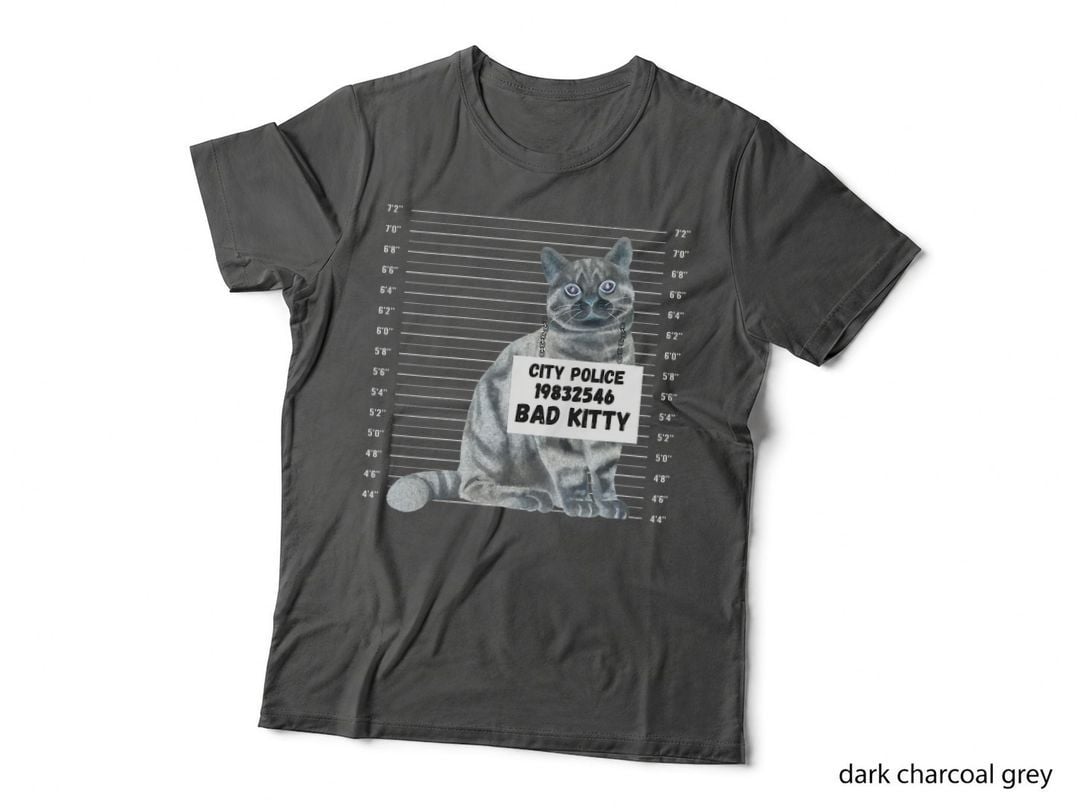 Bad Kitten Line up City Police Sign Funny Sarcastic Quote Sa T-Shirt
