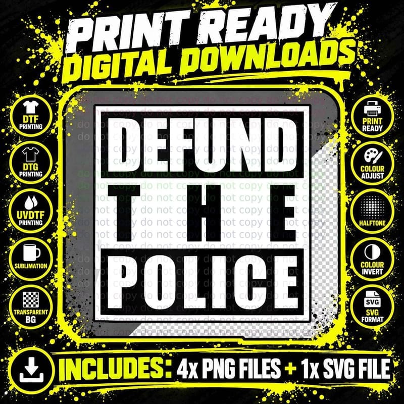 Black Lives Matter BLM Tees & Swag Defund the Police Png SVG Digital Bundle