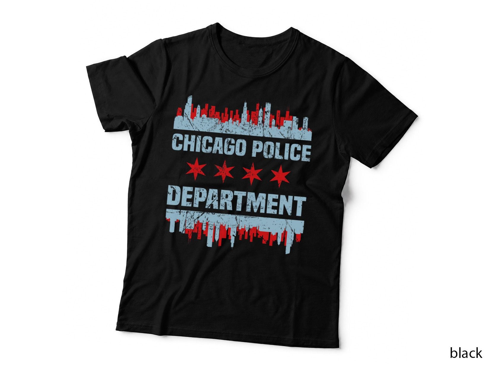 Chicago Police Officer Chicago Flag Skyline T-Shirt