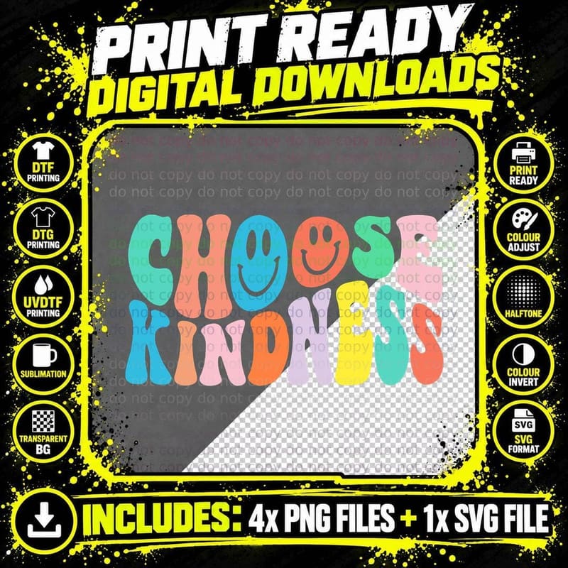 Choose Kindness Shirt Be Kind Inspirational Teacher Png SVG Digital Bundle
