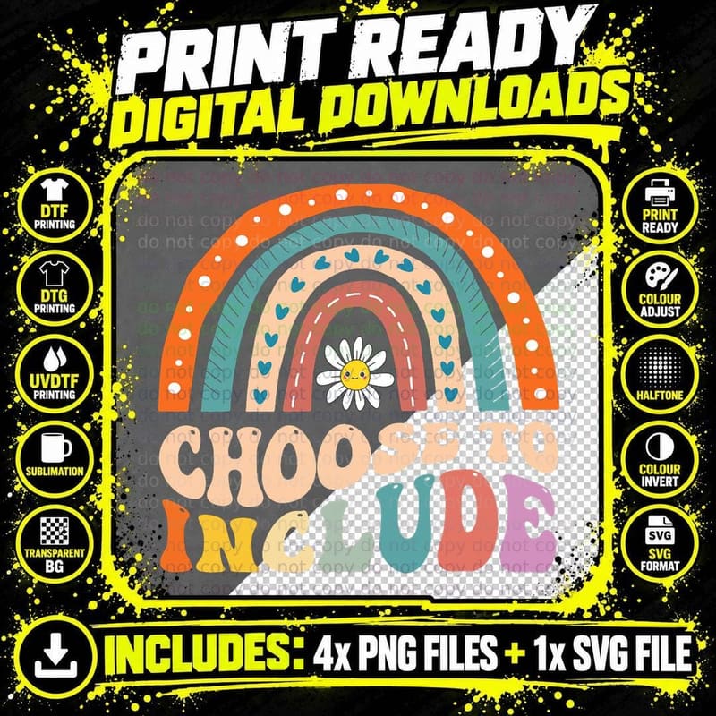 Choose to Include for Autism Teacher Special Education Png SVG Digital Bundle