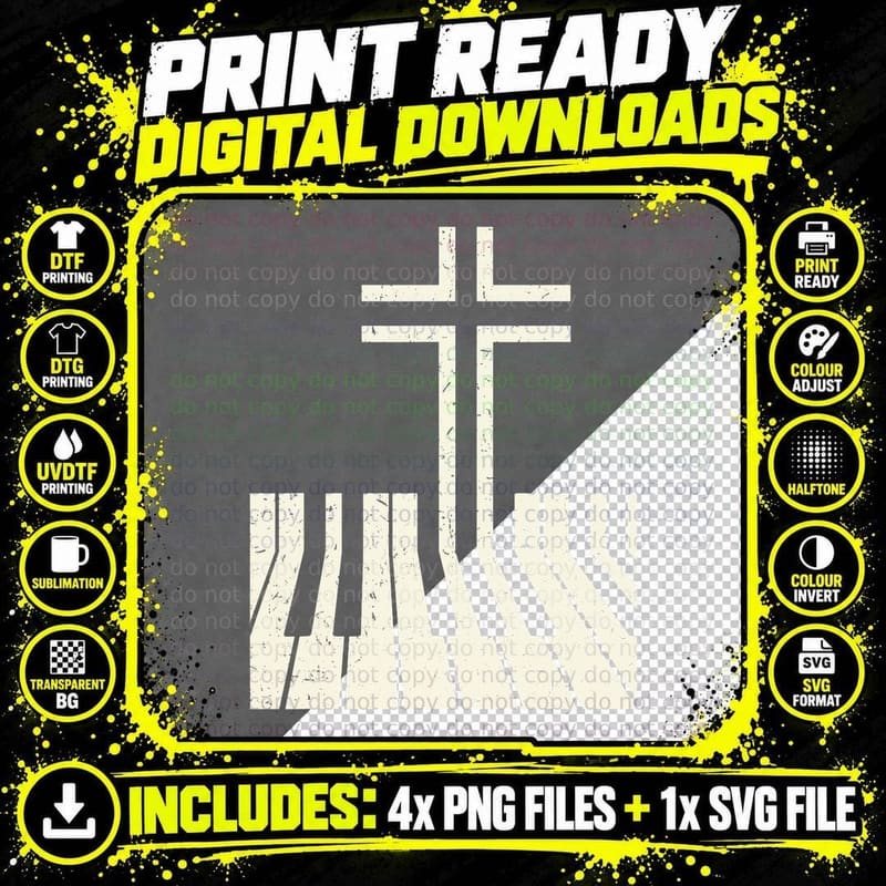Christian Piano Player Piano Teacher Keyboard T-Shirt Png SVG Digital Bundle