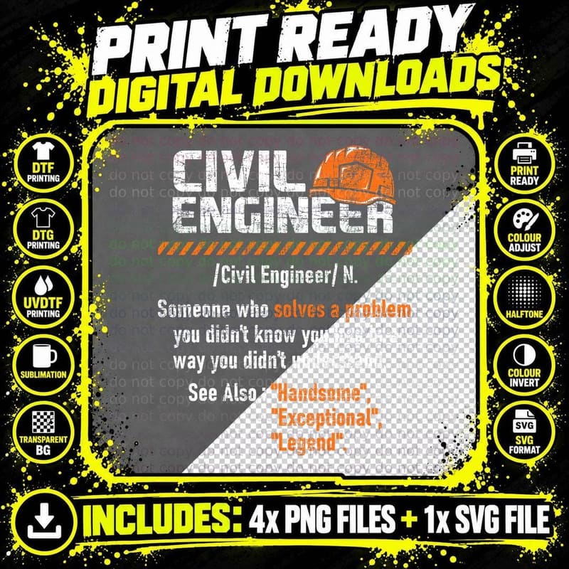 Civil Engineer - Bridge Builder Bridges Construction Png SVG Digital Bundle