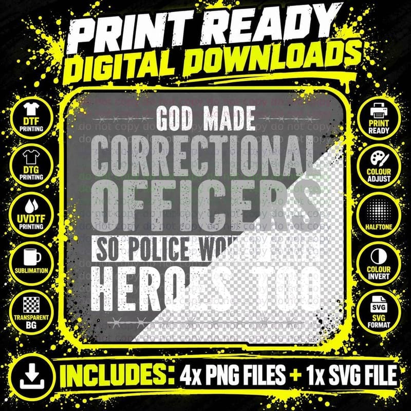 Correctional Officer Police Vintage God Made Png SVG Digital Bundle