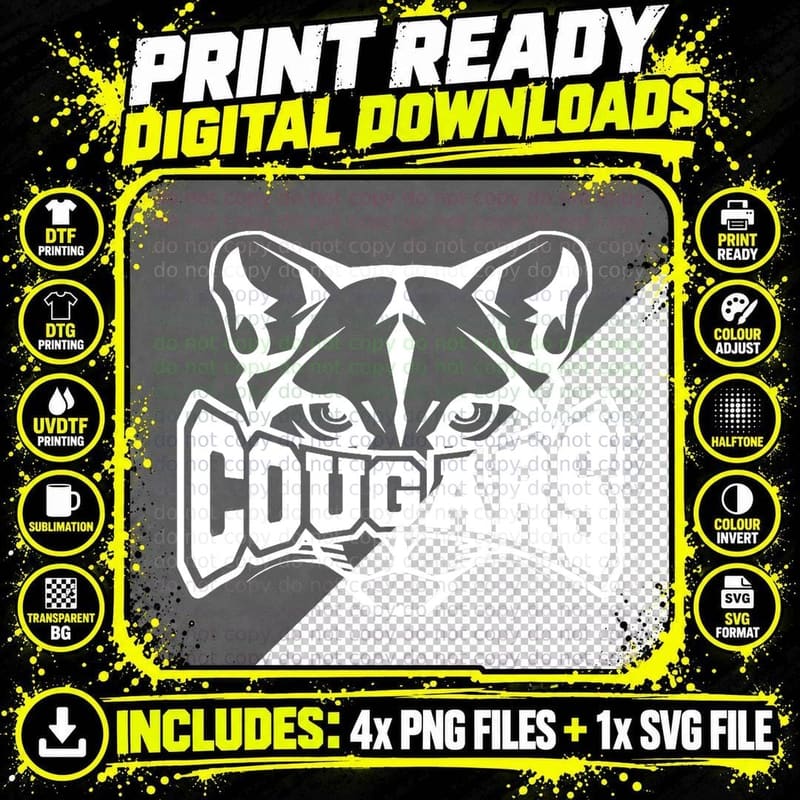Cougars Teacher Student School Sports Fan Team Spirit Png SVG Digital Bundle