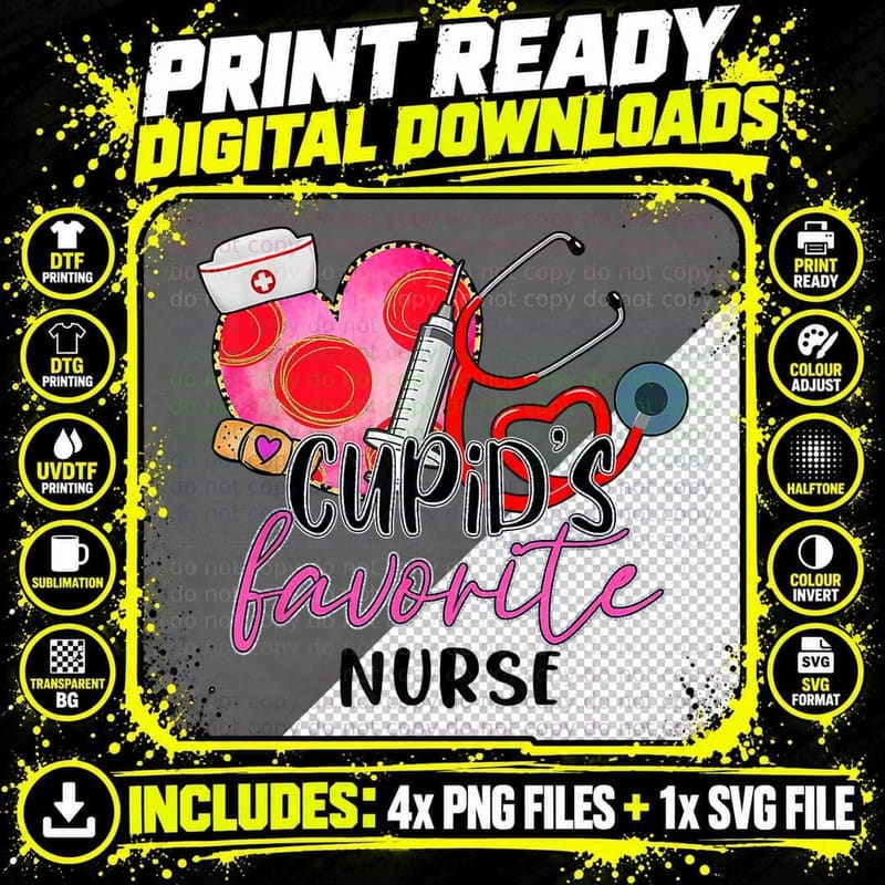 Cupids Favorite Nurse Er Rn Cna Nursing Valentines Day Png SVG Digital Bundle