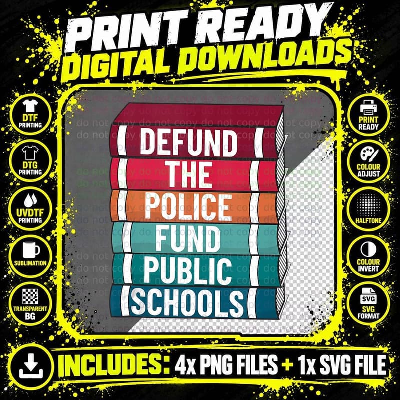 Defund the Police Fund Public Schools Retro Vintage Png SVG Digital Bundle