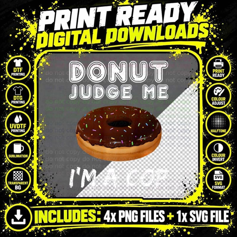 Donut Cop Funny Police Officer Doughnut Gift T-Shirt Png SVG Digital Bundle