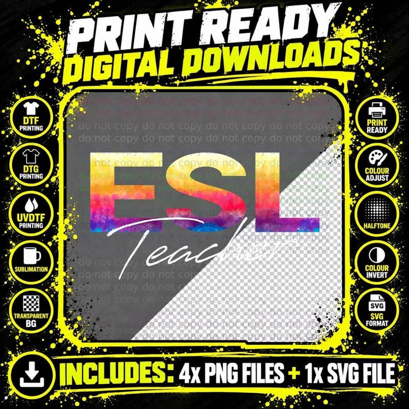 ESL Squad Teacher Back to School English Teacher Arrow Png SVG Digital Bundle