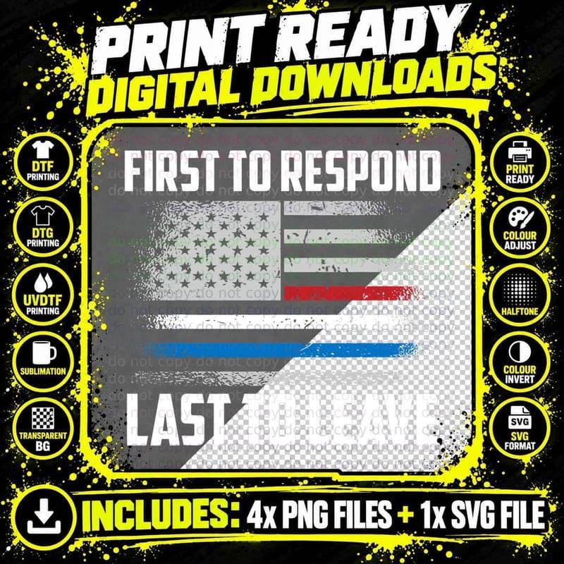 Emergency Us Flag Thin Yellow Line - Gold Police Png SVG Digital Bundle