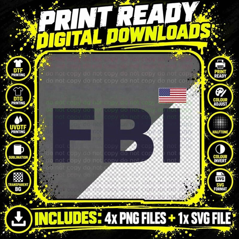 FBI Guards Uniform Police Law Enforcement Top T-Shirt Png SVG Digital Bundle