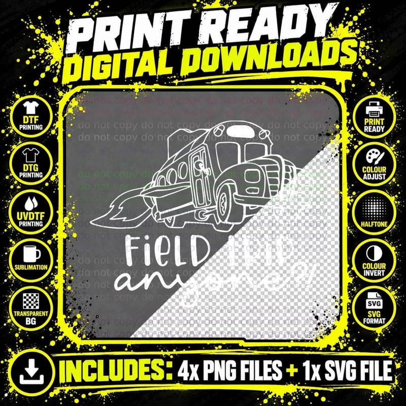 Field Trip Anyone Magic School Bus Science Teacher Png SVG Digital Bundle