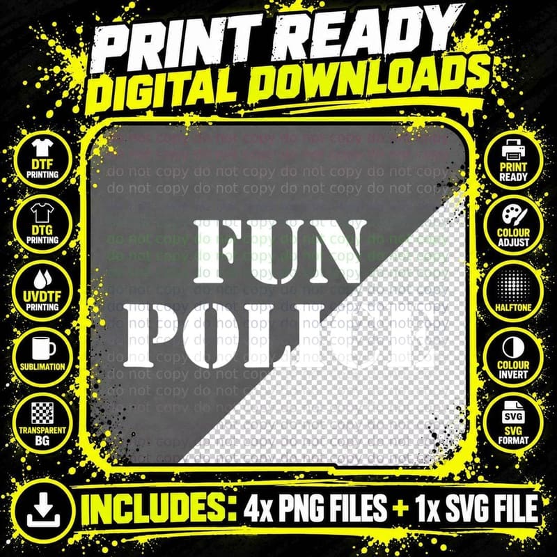 Fun Police Top T-Shirt Png SVG Digital Bundle