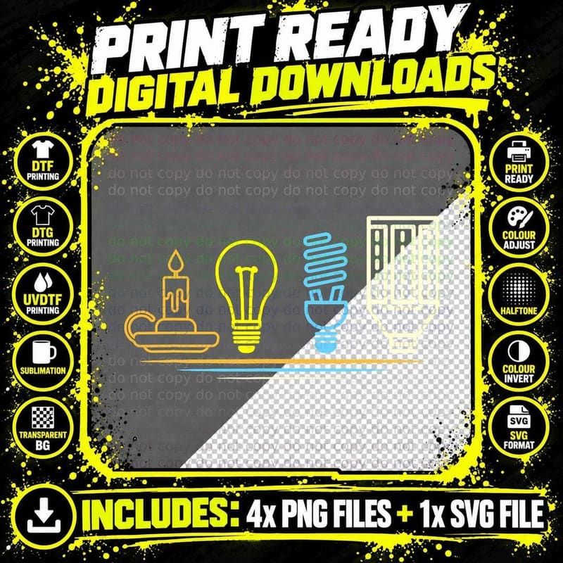 Funny Electrician Engineer - Light Bulb Electricity Png SVG Digital Bundle