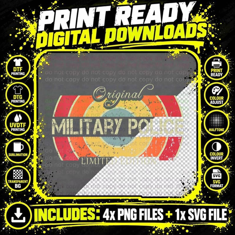 Funny Job Title Worker Retro Vintage Military Police Png SVG Digital Bundle