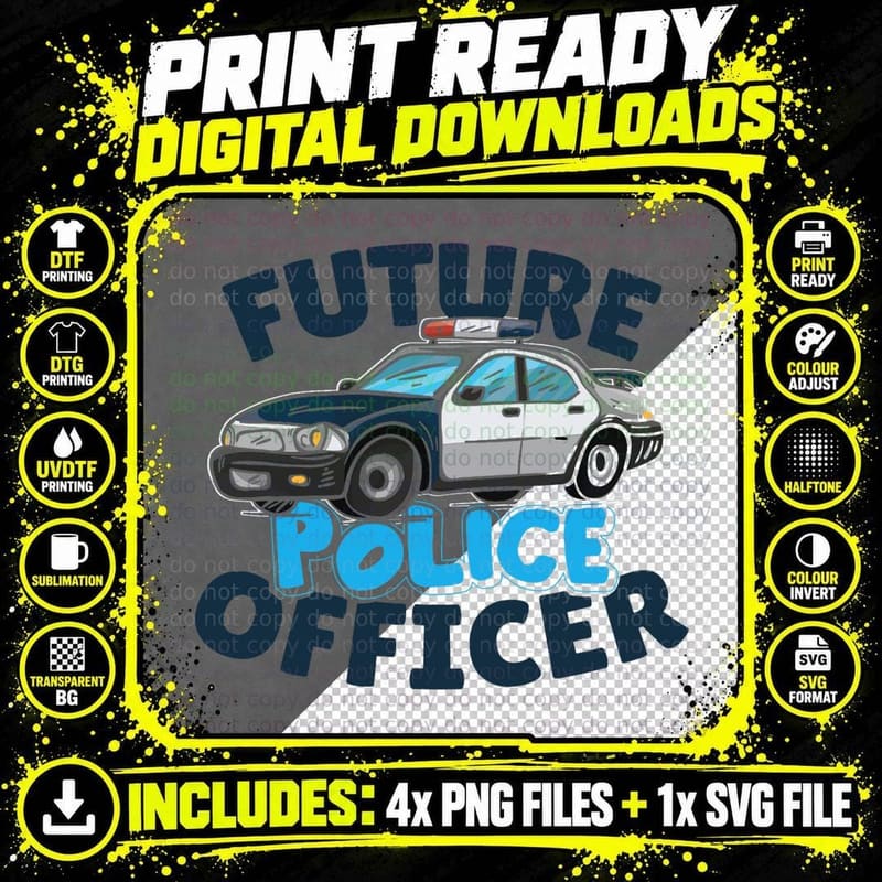 Funny Policeman Kids Police Officer T-Shirt Png SVG Digital Bundle