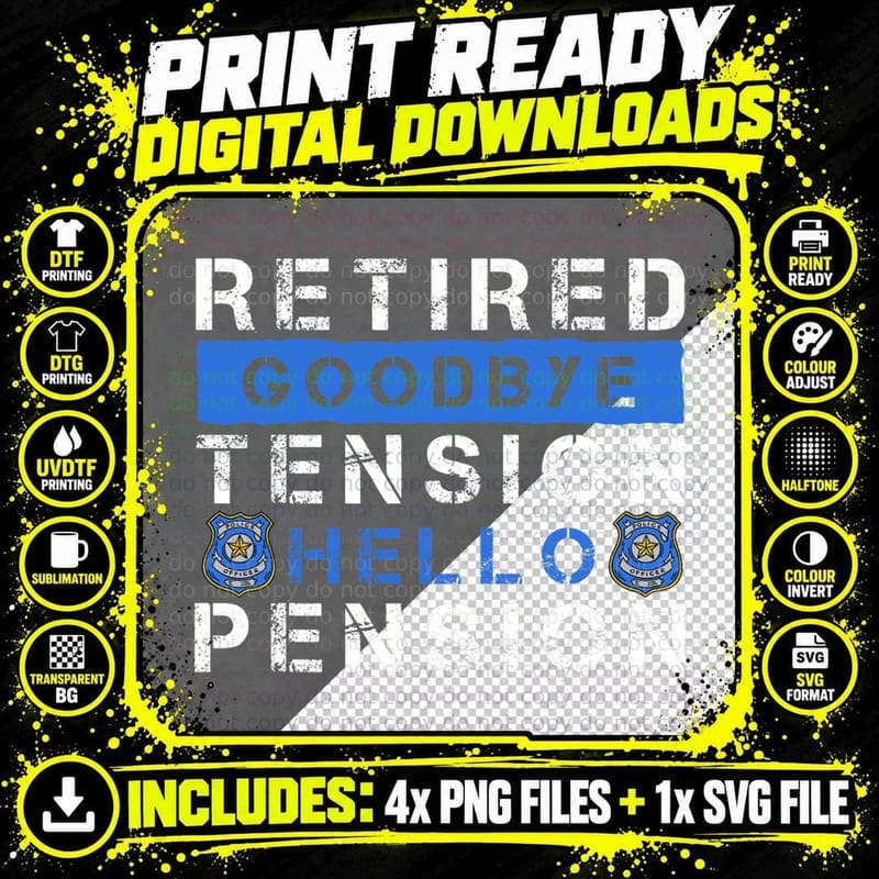 Funny Policeman Retirement Plan Retired Cop Police Png SVG Digital Bundle