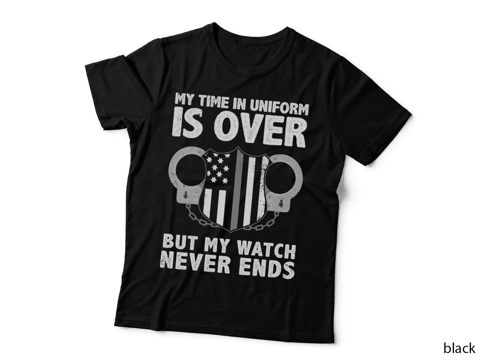 Funny Retired Police Officer Design Men Women Thin Blue Line T-Shirt