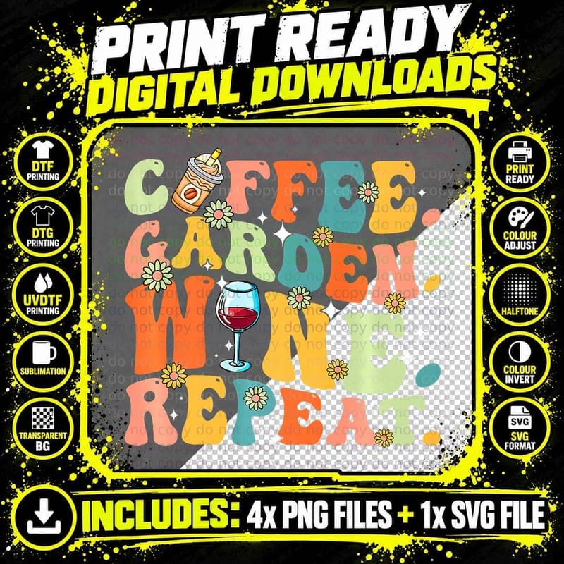 Funny Vegetarian Gardener Coffee Garden Wine Farmer Png SVG Digital Bundle