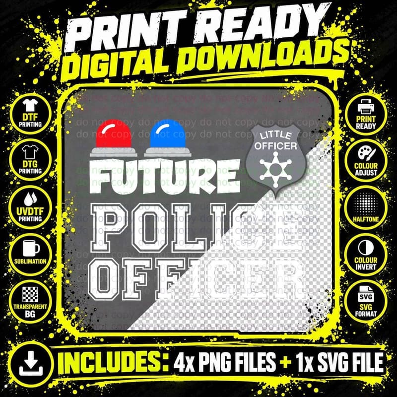 Future Police Officer Child Kids Youth Gift T-Shirt Png SVG Digital Bundle