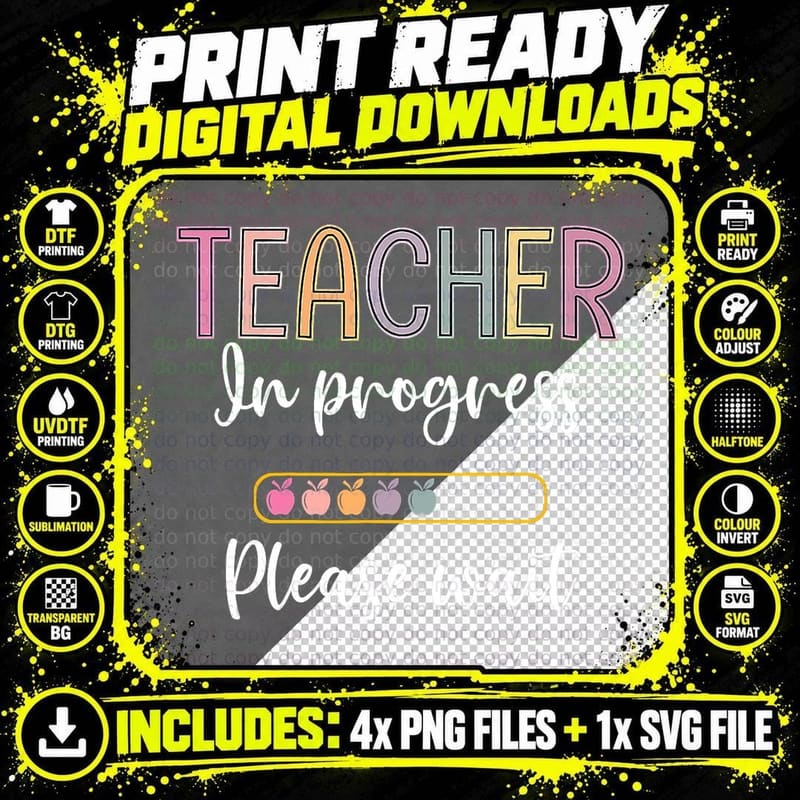 Future Teacher in Progress Please Wait T-Shirt Png SVG Digital Bundle