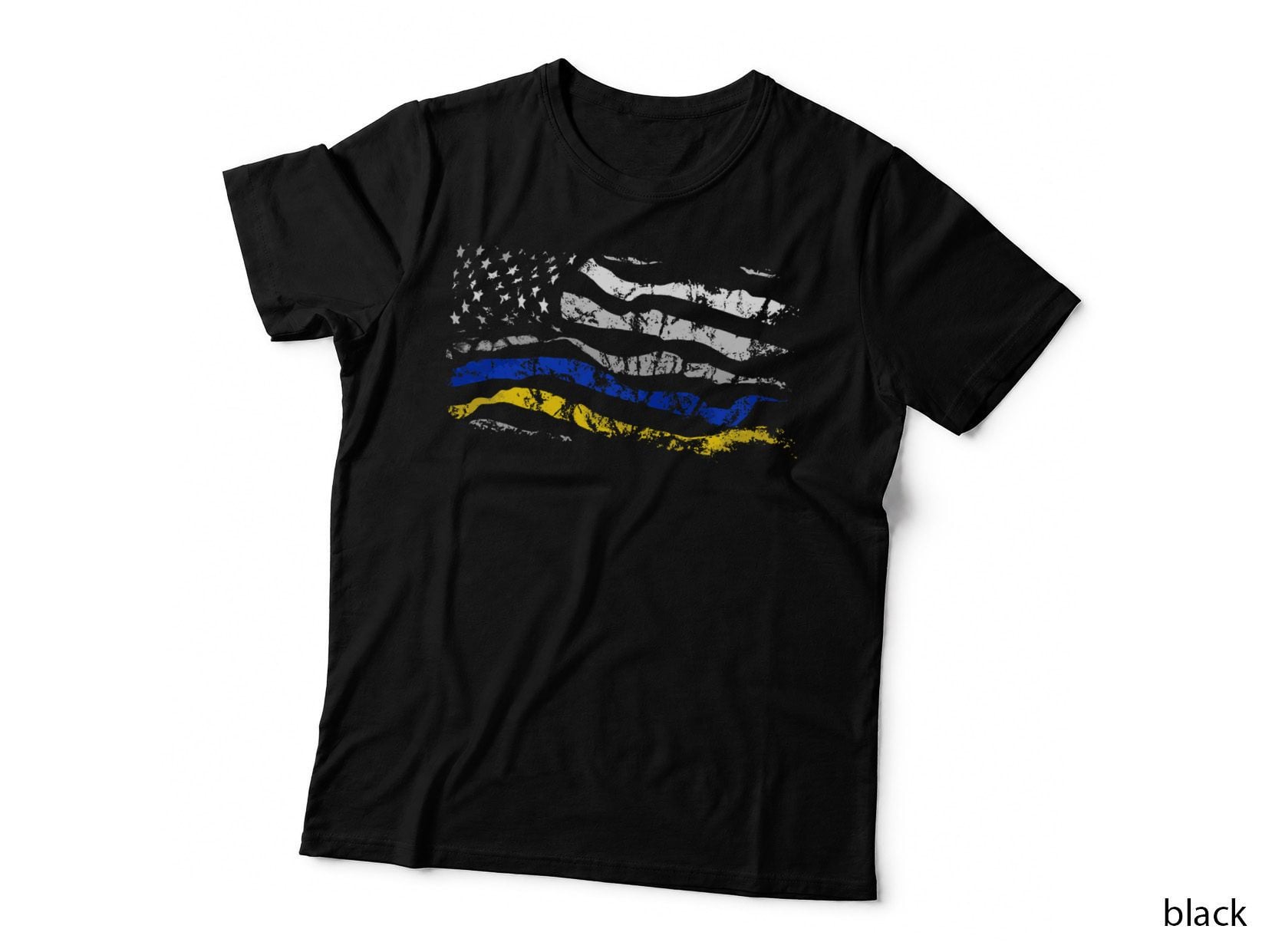 Gold Blue Line 911 Police Dispatcher First Responder T-Shirt