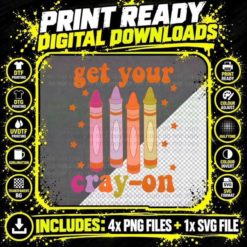 Groovy Get Your Cray on Teacher Student Back to School Png SVG Digital Bundle