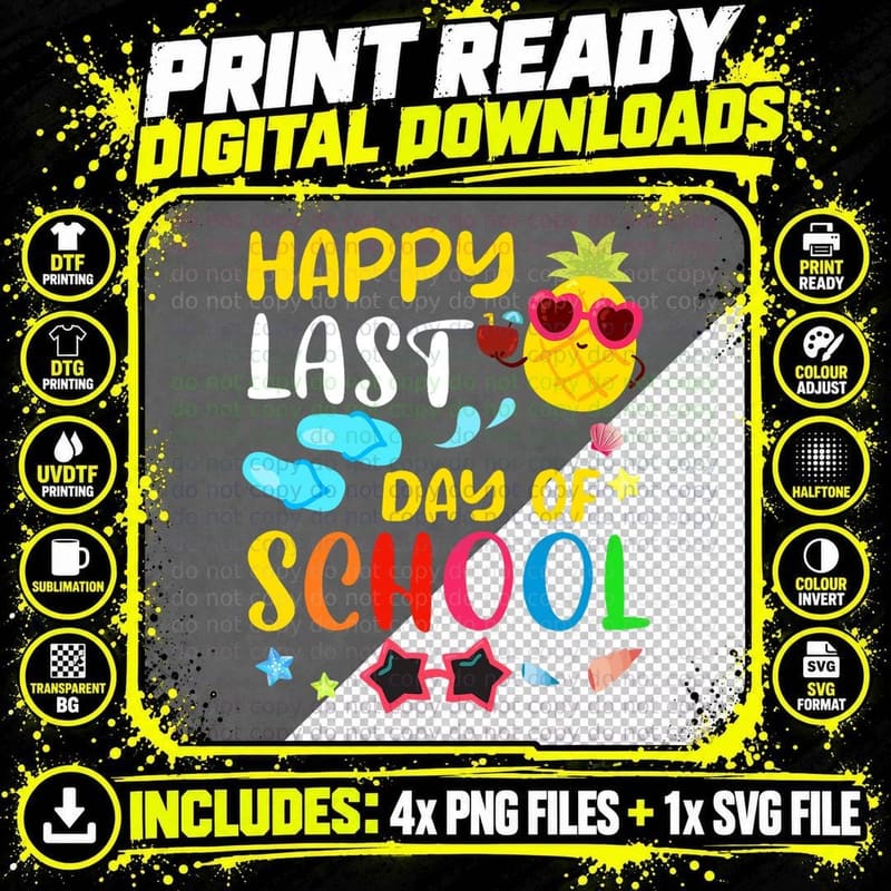 Happy Last Day of School Teacher Student Summer Png SVG Digital Bundle