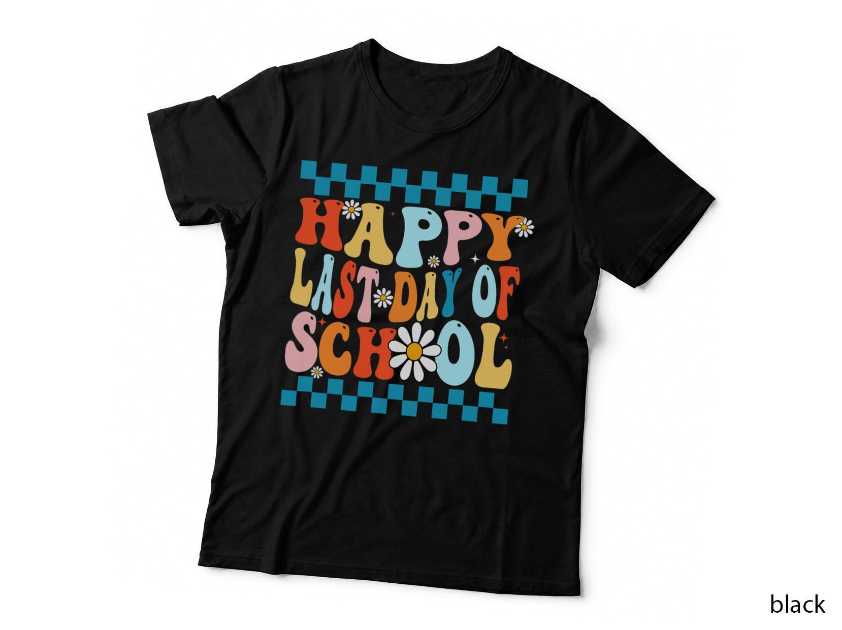 Happy Last Days of School Teacher Kids Retro Groovy Last Day T-Shirt