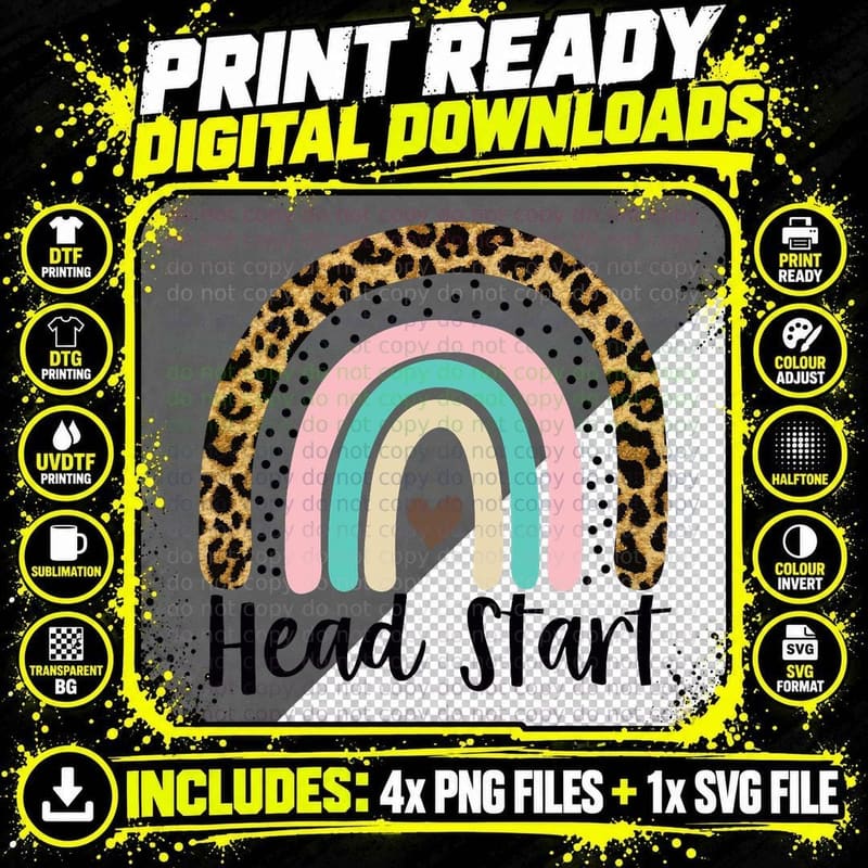 Headstart Teacher Rainbow Early Childhood Back to School Png SVG Digital Bundle