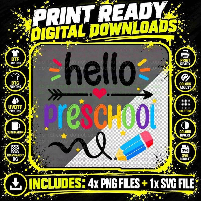 Hello Preschool Team Preschool Back to School Teacher Png SVG Digital Bundle