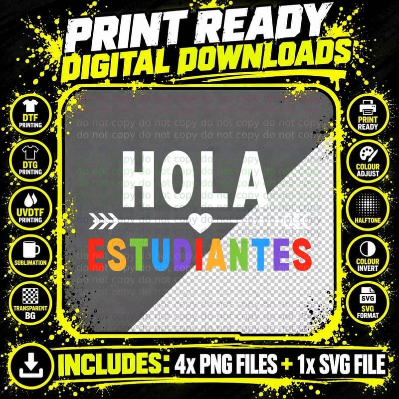 Hola Estudiantes, Maestra Back to School Spanish Teacher Png SVG Digital Bundle
