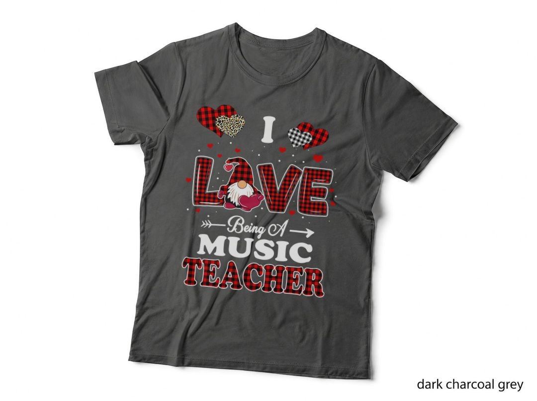 I Love Being a Music Teacher Valentines Day Gnome T-Shirt