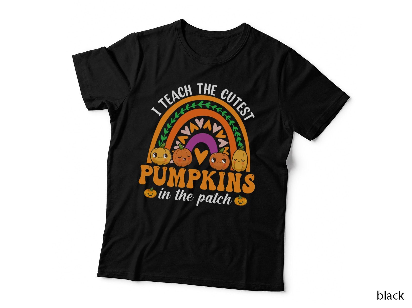 I Teach the Cutest Pumpkins in the Patch Rainbow Teacher T-Shirt