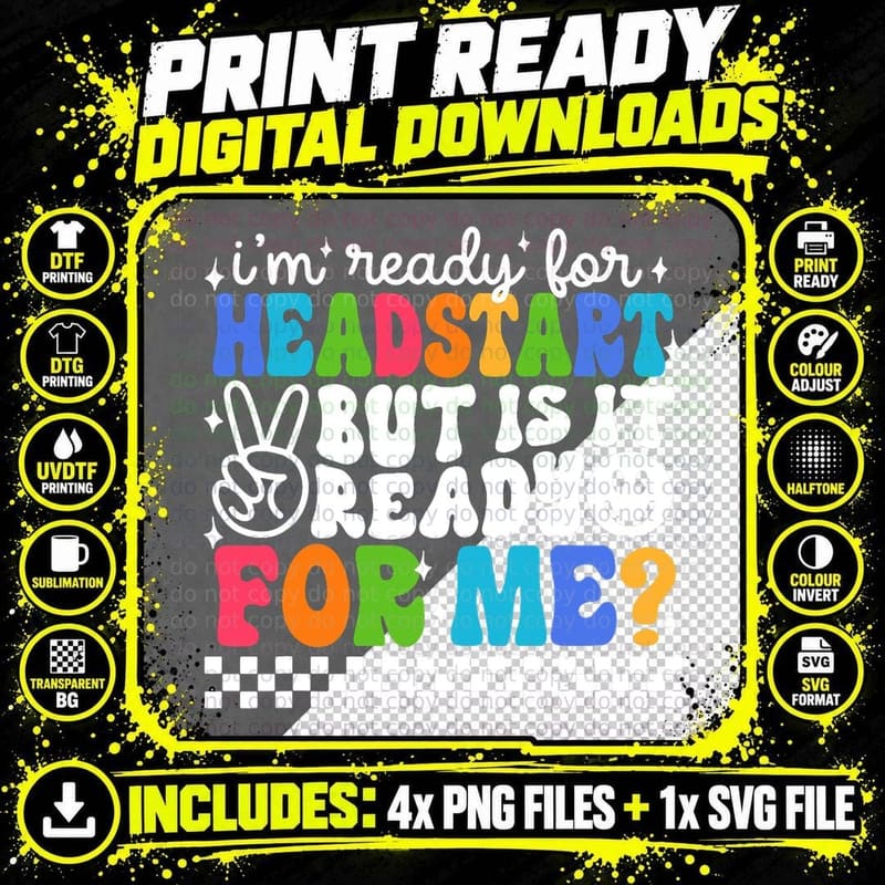 I'm Ready for Headstart Grade First Day of School Png SVG Digital Bundle