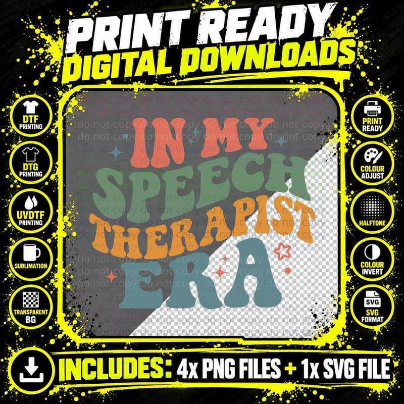 In My Speech Therapist Era Retro SLP Therapists Teacher Png SVG Digital Bundle